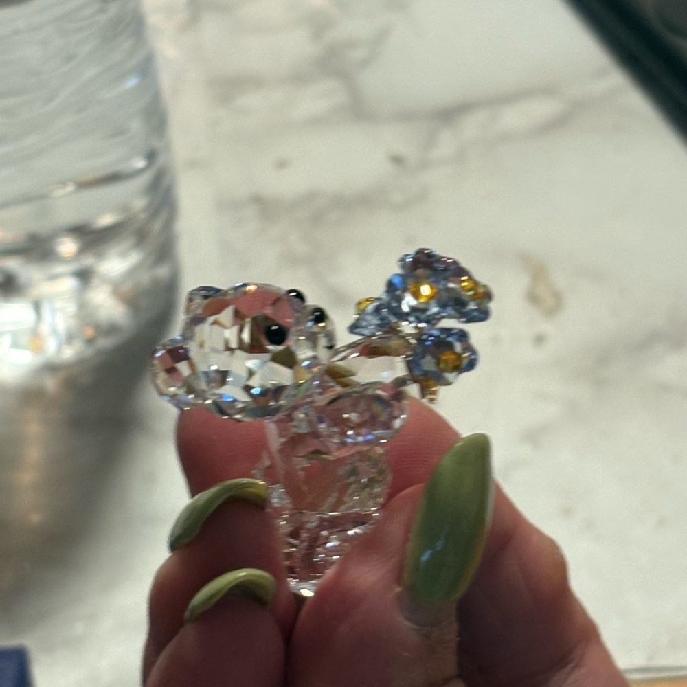 Swarovski Crystal Flower Figurine - Clear and Blue